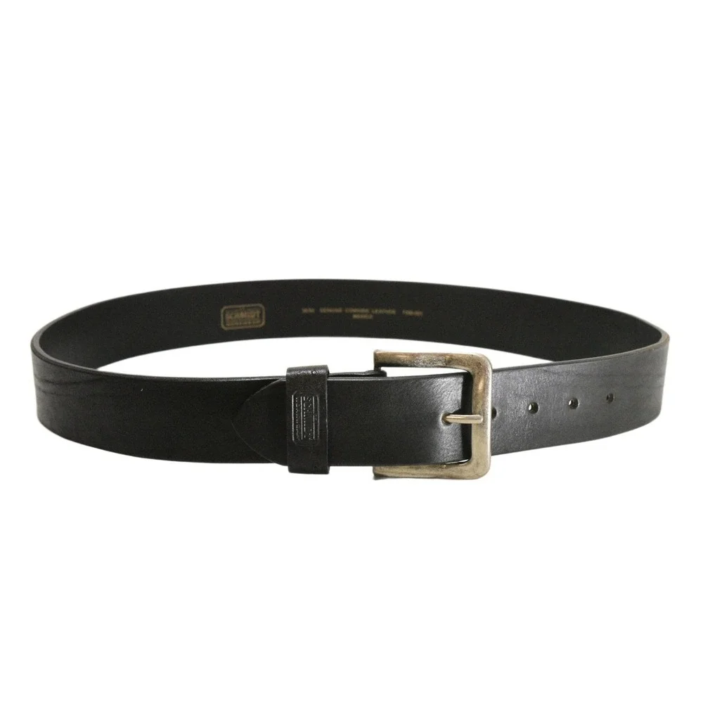Schmidt Workwear Genuine Cowhide Leather Belt Mens Size 38 Black Silver Buckle